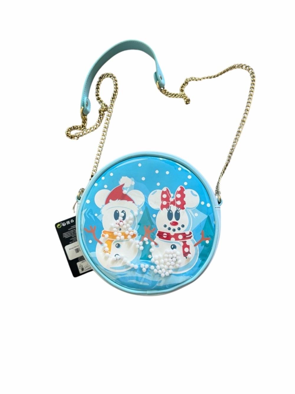 Blue Round Holiday Snowman Crossbody Bag and matching wallet